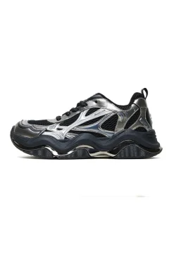 Metallic Chrome Finished Breathable Dad Sneakers