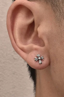 Oxidized Sterling Silver Cross Earrings