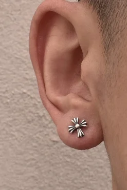 Oxidized Sterling Silver Cross Earrings