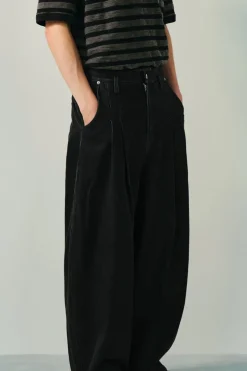 13.5oz Japanese Wide-Leg Pleated Jeans