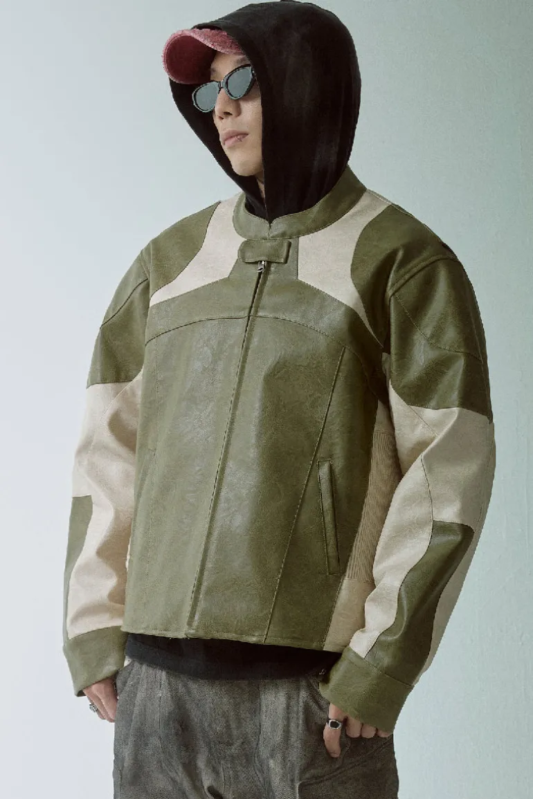 Patchwork Vintage Biker Leather Jacket