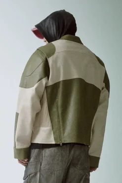 Patchwork Vintage Biker Leather Jacket