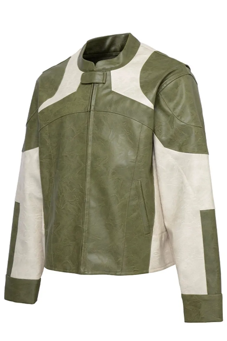 Patchwork Vintage Biker Leather Jacket