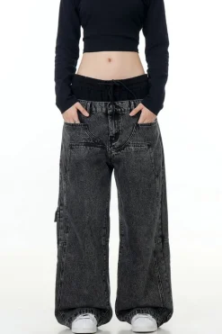 Patchwork Work Jeans