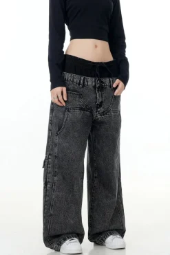 Patchwork Work Jeans