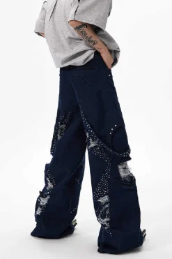 Pearl Studded Distressed Jeans