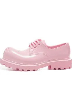 Pink Dented Platform Derby Shoes