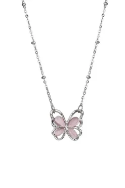 Pink Opal Butterfly Necklace
