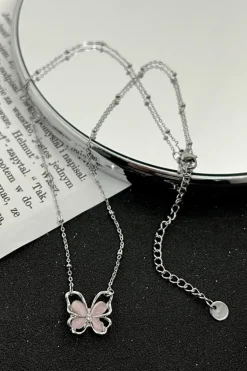 Pink Opal Butterfly Necklace