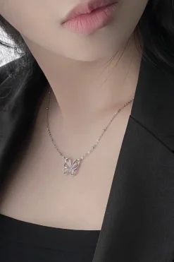 Pink Opal Butterfly Necklace