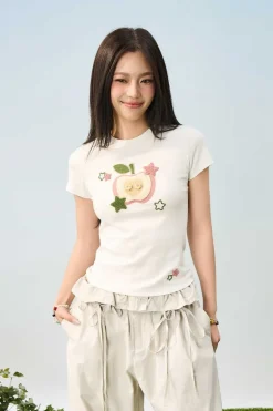Plush Apple Embroidered Tee