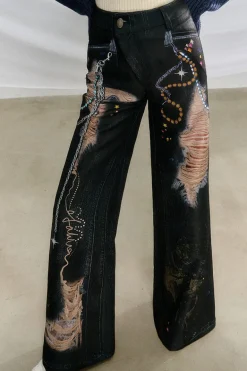 Printed High-Waist Flare Pants