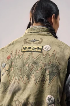 Printed Patchwork Padded Bomber Jacket