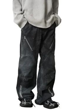 Racing Embroidered Patchwork Trousers