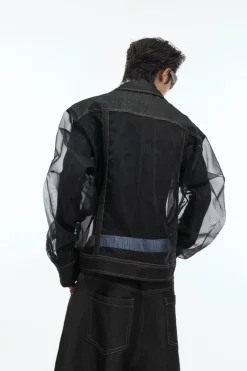 Sheer Mesh Punk Denim Jacket