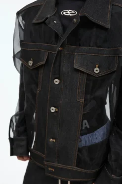 Sheer Mesh Punk Denim Jacket