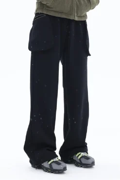 Side Pockets Velvet Straight Pants