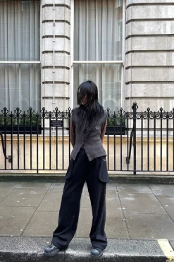 Side Pockets Velvet Straight Pants