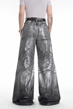 Silver Coated Armor Wide Jeans