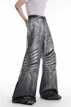 Silver Coated Armor Wide Jeans