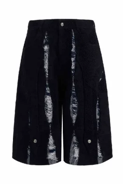 Snakeskin Cutout Cropped Shorts