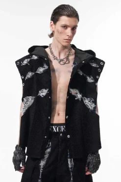 Snakeskin Hooded Sleeveless Vest