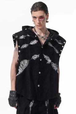 Snakeskin Hooded Sleeveless Vest