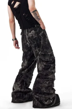 Snakeskin Studded Wide Leg Jeans
