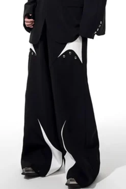 Structured Padded Shoulder Patchwork Trousers