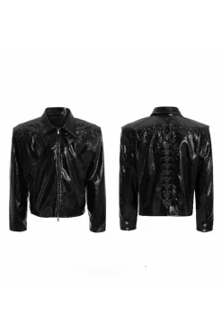 Studded Embroidered Spine Leather Jacket