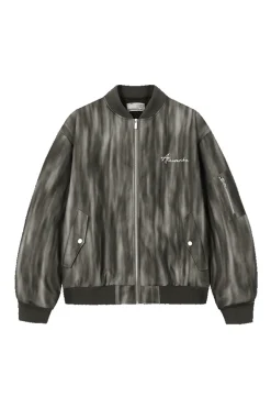 Tie-Dye PU Leather Bomber Jacket