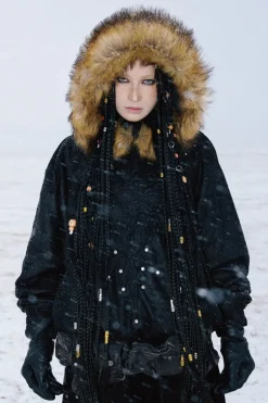 Totem Leather Black Hoodie