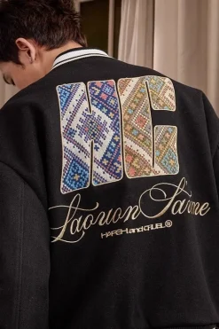 Tribal Script Patch Baseball Jacket