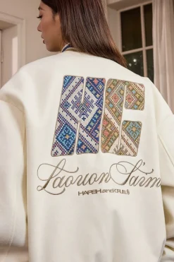 Tribal Script Patch Baseball Jacket