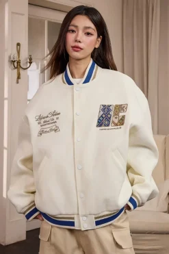 Tribal Script Patch Baseball Jacket