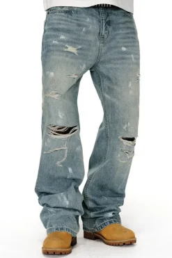 Vintage High-Waist Distressed Flare Jeans