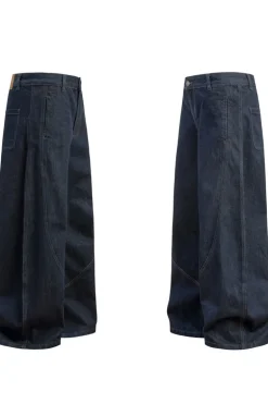 Vintage Raw Denim Wide-Leg Jeans