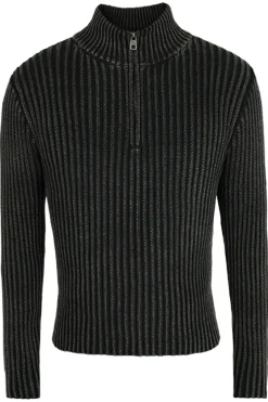 Vintage Washed Half-Zip Ribbed Turtleneck Sweater