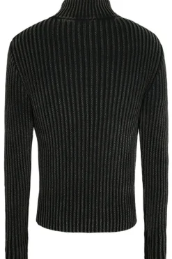 Vintage Washed Half-Zip Ribbed Turtleneck Sweater