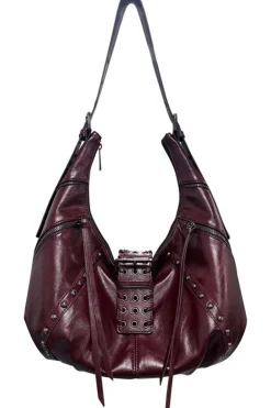 Vintage Waxed Leather Biker Shoulder Bag