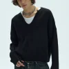 V-Neck Waffle Knit Cropped Sweater