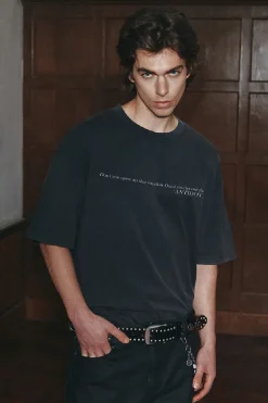 Washed Distressed Slogan Tee