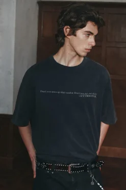 Washed Distressed Slogan Tee