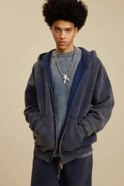Washed Fleece Zip-Up Hoodie