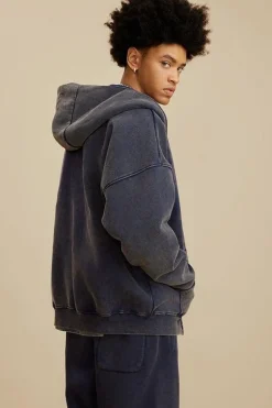 Washed Fleece Zip-Up Hoodie