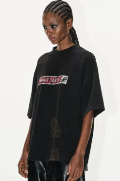 Washed Footprint Print Cotton Tee