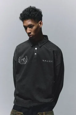 Washed Heavyweight Boxy Polo Sweatshirt