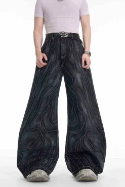 Washed Lined Oversized Denim Pants