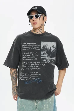 Washed Picture Print Couple Tee