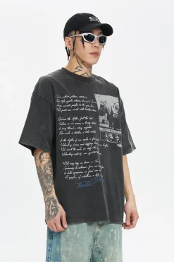 Washed Picture Print Couple Tee